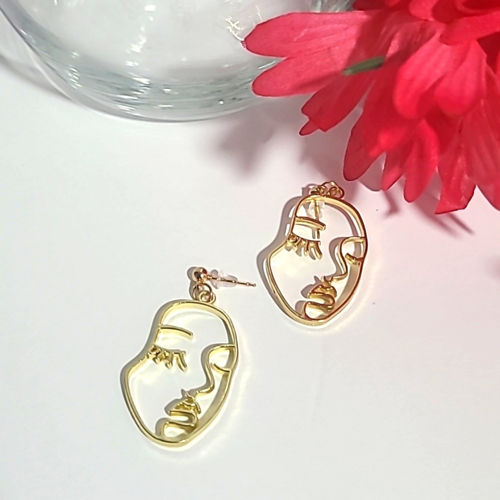 Angel Face Goldtone Earrings